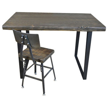 Reclaimed Wood Computer Desk, Steel Legs, 30x72x30, Beeswax