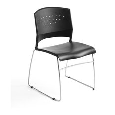 Boss Office Stack Stacking Chair with Chrome Frame in Black (Set of 2
