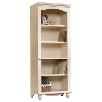 Bowery Hill Library 5 Shelf Bookcase in Antiqued White