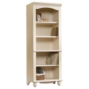 Sauder Harbor View Library 5 Shelf Bookcase In Antiqued White