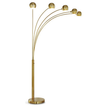 The ORBS Modern 5 Llite Arch Floor Lamp, Antique Brass