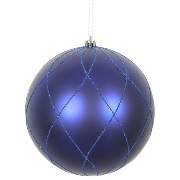 Vickerman N170722D 6" Cobalt Blue Matte and Glitter Ball Ornament, 3 per Box