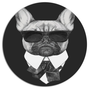 French Bulldog Fashion Portrait, Animal Round Wall Art, 36"