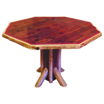 Red Cedar Log Octagon Table, 42 Inch, Counter Height
