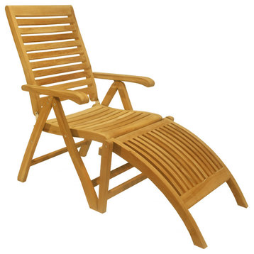 Teak Outdoor Dining Chair Ashley Reclining/Folding Arm Chair with Footrest