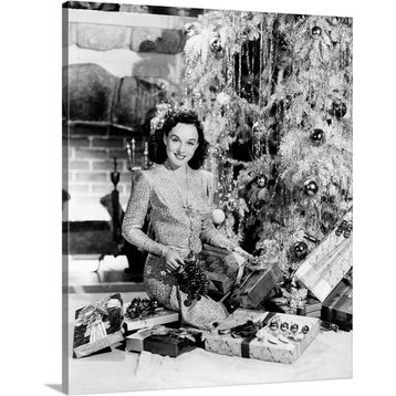 "Paulette Goddard, wishing her fans a Merry Christmas, 1940" Wrapped Canvas A