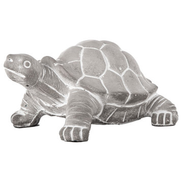 Cement Standing Turtle Figurine Washed Concrete Gray Finish