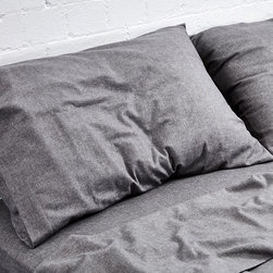 Grey Chambray Flannel Sheet Set | In Bed - Sheet And Pillowcase Sets