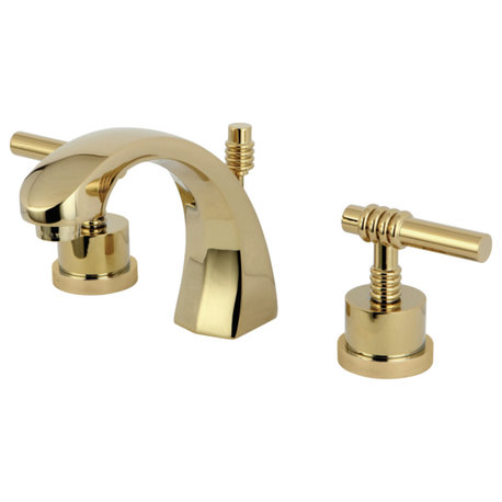 Kingston Brass Widespread Bathroom Faucet With Brass Pop-Up, Polished Brass