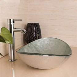 Aegina Oval Bathroom Glass Sink with Faucet & Drain - Bathroom Sinks