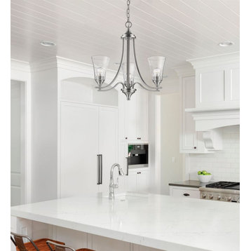 Natalie Collection Chandelier, Satin Nickel, Clear Seeded