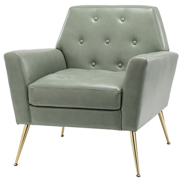 32.8" Comfy Armchair With Metal Legs, Sage