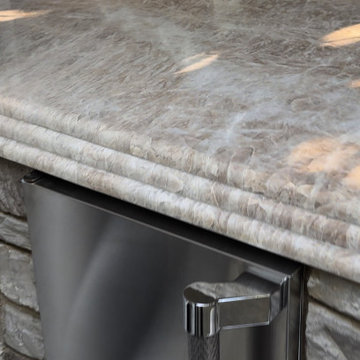 BBQ Island Stone Countertop with Pop-Up Outlet