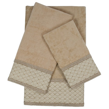 Sherry Kline Kinzie Gimp Natural Decorative Embellished Towel Set