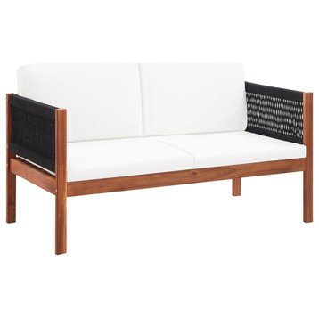vidaXL 2 Seater Sofa Couch with Cushions Patio Love Seat Solid Acacia Wood