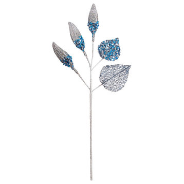 Vickerman Of181002 20" Blue Magnolia Bulb Artificial Christmas Spray