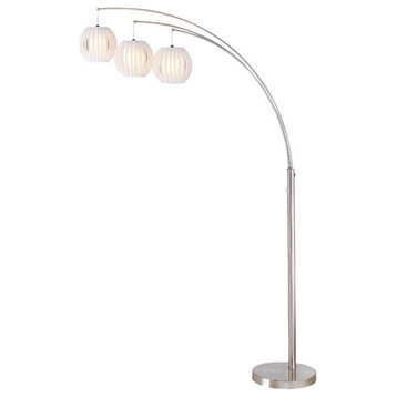Lite Source LS-8871PS/WHT 3 Light Arch Lamp Polished Steel - Polished Steel