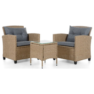 Muse & Lounge Co. Fields 3-Piece Outdoor Patio Set in Natural PE Wicker / Rattan
