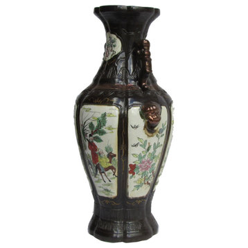 Chinese 8 Immortals Handing Paint Porcelain Flower Vase