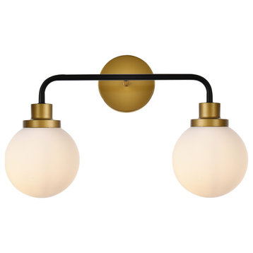 Living District LD7032W19BRB 2 lights bath sconce in black with brass