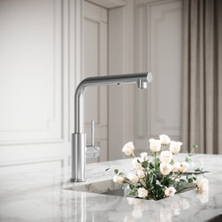 Vogue Brushed Stainless Pull Out Spray Swivel Kitchen Tap - Kitchen Taps