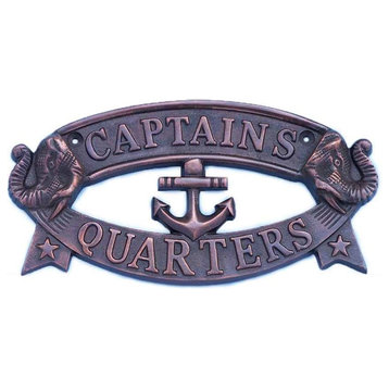 Captain's Quarters Sign, Antique Copper, 9"
