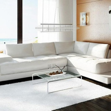 White Leather Sectional Sofa Modern Design