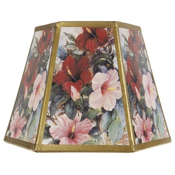 Floral Printed Panel 8" Hex Clip-on Lampshade