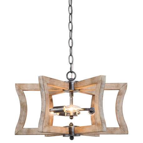 Rustic Wooden Kitchen Island Chandelier 3-Light