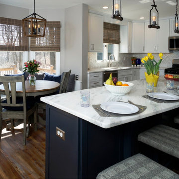 Bethlehem Township, PA- Dark Kitchen Island With White Cabinets