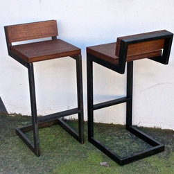 Bamboo and Steel Kitchen Bar Set - Bar Stools And Counter Stools
