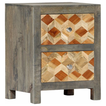 vidaXL Cabinet Drawer Dresser End Table for Bedroom Gray Solid Wood Mango