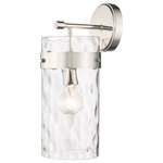 Z-Lite - Z-Lite 3035-1SL-PN Fontaine 1 Light Wall Sconce in Polished Nickel - Illuminate dark hallways and bathrooms with this wall sconce. This fixture flaunts a cylindrical glass shade with a romantic ripple texture. Steel construction is enhanced with a matte black finish.