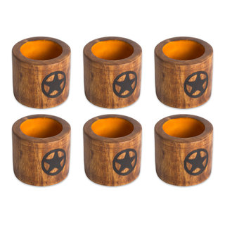 Carved Wood Napkin Rings-Set of 4