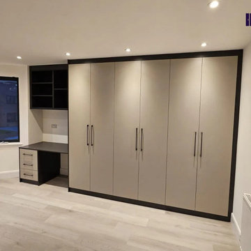 Stylish Pebble and Graphite Grey Wooden Hinged Wardrobe Set in Pinner