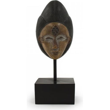 Mask on Stand Asian Ebony Chocolate Black Brown Resin