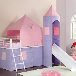 COASTER 460279 WHITE TWIN LOFT BED WITH PRINCESS CASTLE TENT - Kids Beds