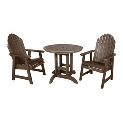 Highwood USA - Hamilton 3-Piece Round Dining Set, Weathered Acorn - Outdoor Dining Sets