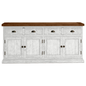 80" Rustic Two Tone Sideboard Buffet, Bright White