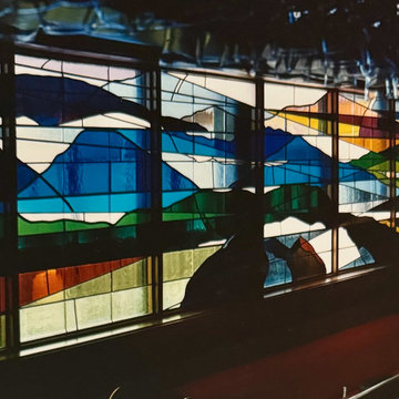 Mural: Stained Glass- 12 Panels, fifty feet by four feet in Raleigh Durham Airpo