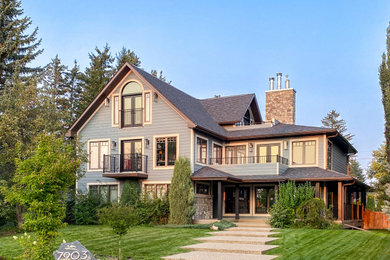 Inspiration for a transitional exterior home remodel in Edmonton