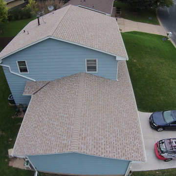 New Owens Corning "Amber" color asphalt shingle roof.