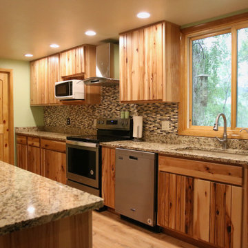 Rustic Hickory Cabinets Newly Remodeled Kitchen
