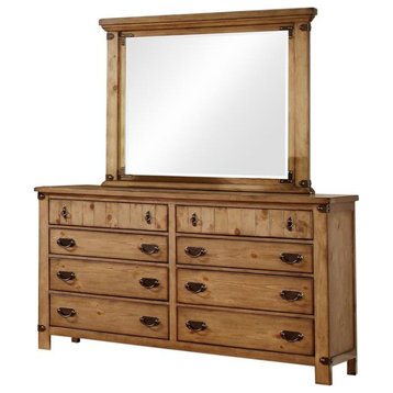 Furniture of America Sesco 2-Piece Wood Dresser with Mirror in Mahogany