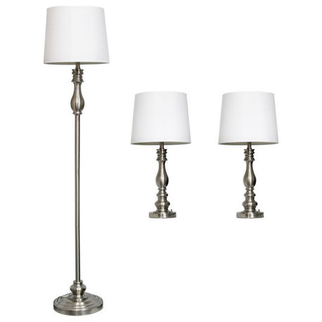 Elegant Designs Silver Metal 3 Lamp Pack