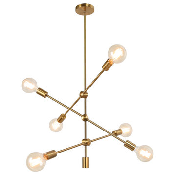 6-Light Gold Sputnik Sphere Chandelier