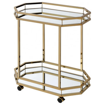 27.6"x16.6"x31.5" Mirror and Champagne Serving Cart