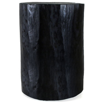 Lacquered Log Table, 12" Dia X 16" H