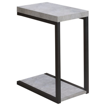 Bowery Hill Contemporary Wood End Table in Cement Gray/Black