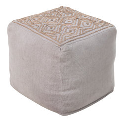 Beige Diamond Pattern Pouf - Floor Pillows And Poufs